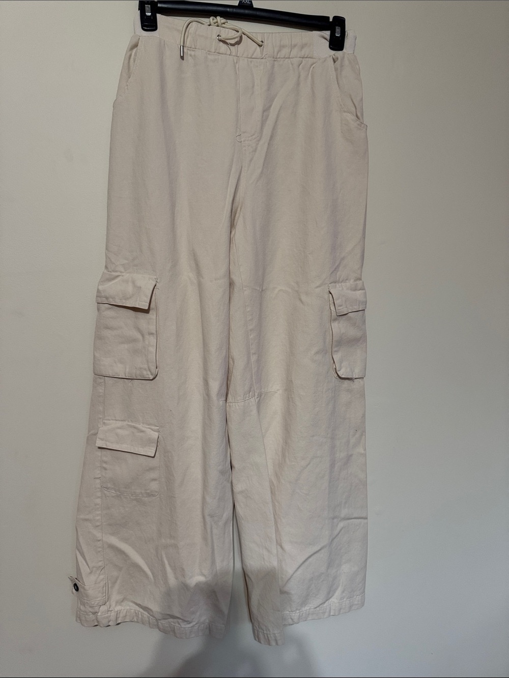 white birch Light Cream Cargo Wide-Leg Pants for Men - Could be UNISEX
